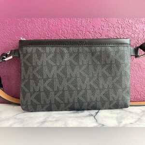NWOT- Michael Kors Monogram Signature Belt Bag Black